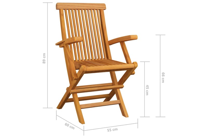 Sammenleggbare hagestoler 4 stk heltre teak - Hagemøbler - Stoler & Lenestoler - Caféstoler