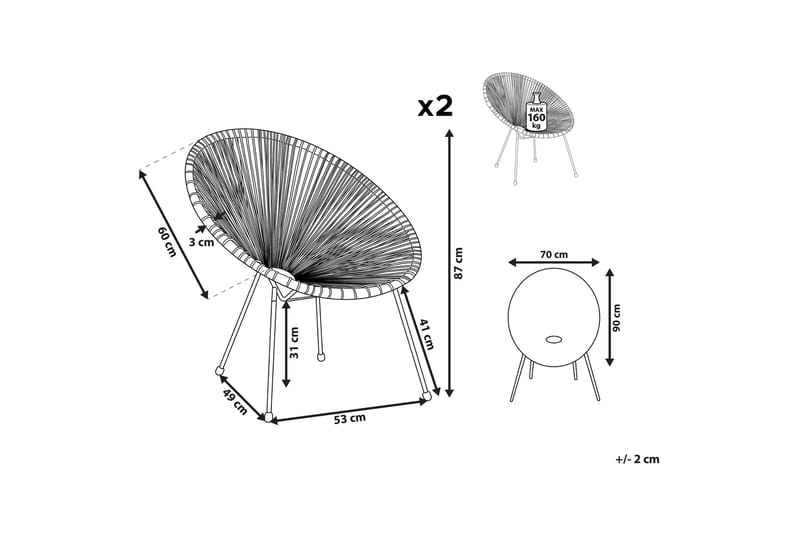 Cayaco Utelenestol - Svart Blå - Hagemøbler - Stoler & Lenestoler - Utelenestoler