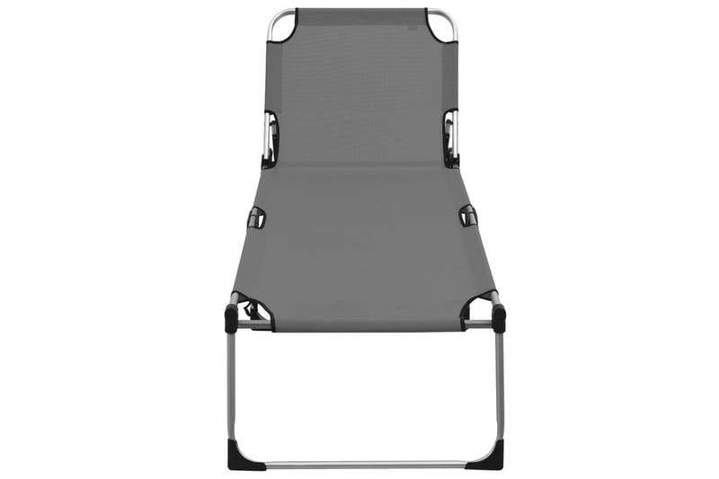 Ekstra høy solseng senior sammenleggbar grå aluminium - Solstoler