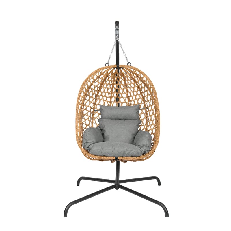 Etna hengestol med stativ for utendørsbruk – eggstol i kunstrotting - Brun - Hagemøbler - Stoler & Lenestoler - Hengestoler - Hengestol med stativ