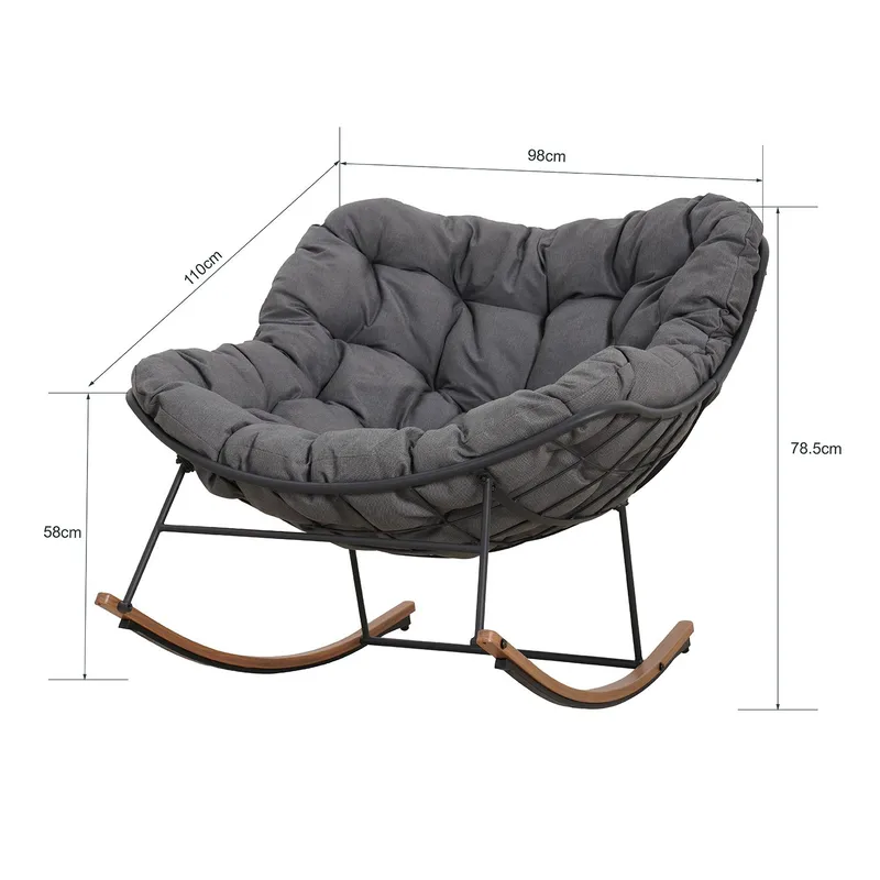 Gyngestol HOME4YOU Royal mørk grå - Mørk grå - Hagemøbler - Stoler & Lenestoler - Gyngestol utendørs