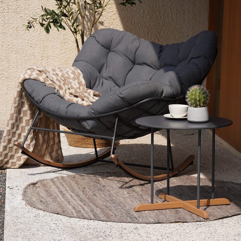 Gyngestol HOME4YOU Royal mørk grå - Mørk grå - Hagemøbler - Stoler & Lenestoler - Gyngestol utendørs