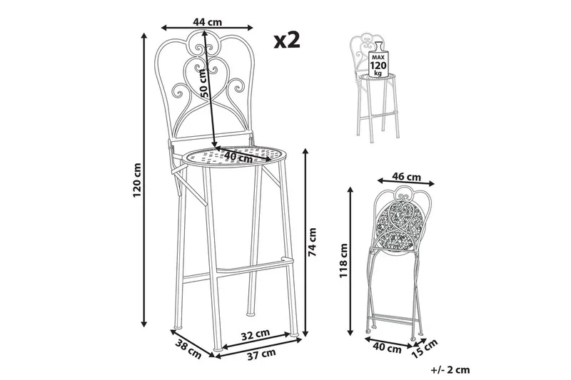 Hagebarstoler sett med 2 Trieste - Hagemøbler - Stoler & Lenestoler - Barstol