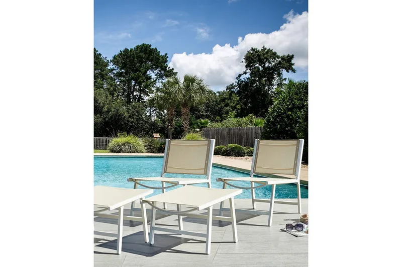 Hagestol Marceddi - Beige, hvit - Hagemøbler - Stoler & Lenestoler - Utelenestoler