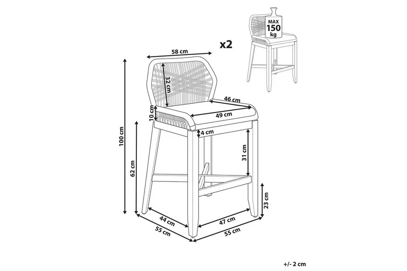 Hagestol sett med 2 Talamone - Hagemøbler - Stoler & Lenestoler - Barstol
