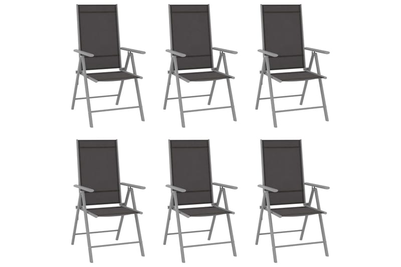 Foldbare hagestoler 6 stk textilene svart - Svart - Hagemøbler - Stoler & Lenestoler - Spisestoler & hagestoler utendørs