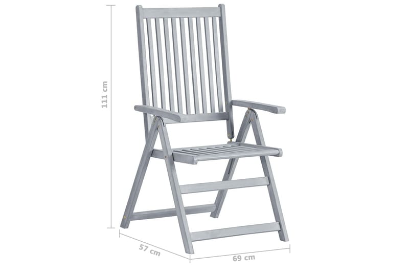 Hagelenestol 2 stk grå heltre akasie - Spisestoler & hagestoler utendørs - Balkongstoler