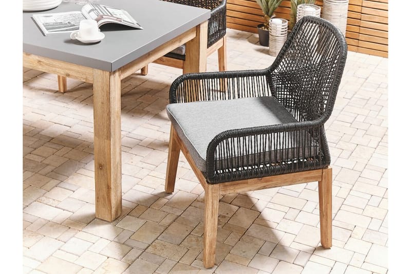 Hagestol 2 grå OLBIA - Svart - Spisestoler & hagestoler utendørs - Balkongstoler