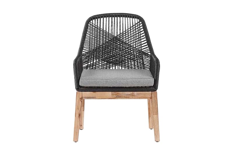 Hagestol 2 grå OLBIA - Svart - Hagemøbler - Stoler & Lenestoler - Spisestoler & hagestoler utendørs