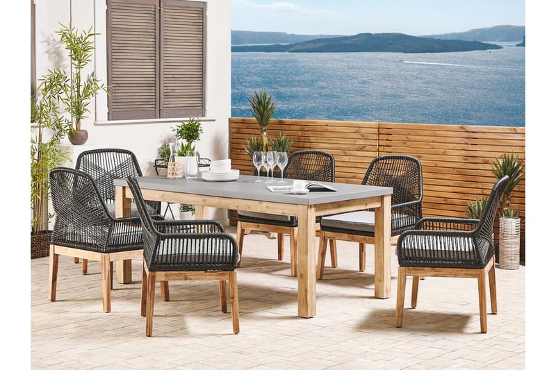 Hagestol 2 grå OLBIA - Svart - Hagemøbler - Stoler & Lenestoler - Spisestoler & hagestoler utendørs