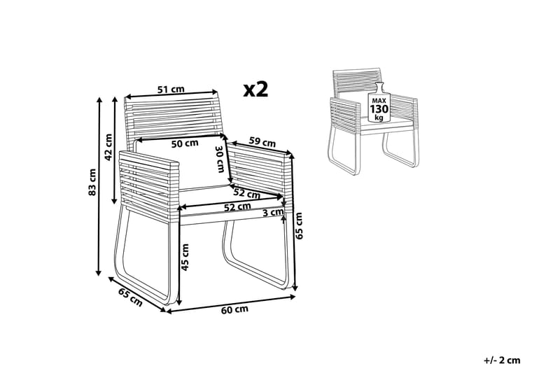 Hagestol 2 stk svart CANETTO - Svart - Hagemøbler - Stoler & Lenestoler - Spisestoler & hagestoler utendørs