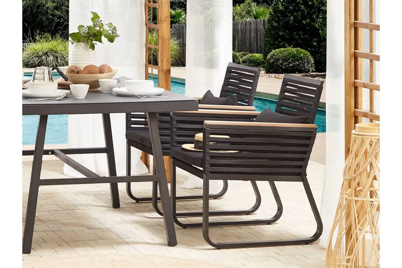 Hagestol 2 stk svart CANETTO - Svart - Hagemøbler - Stoler & Lenestoler - Spisestoler & hagestoler utendørs