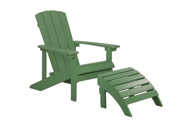 Hagestol med fotskammel grønn ADIRONDACK - Grønn - Spisestoler & hagestoler utendørs - Balkongstoler