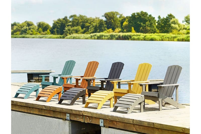 Hagestol med fotskammel lys grå ADIRONDACK - Grå - Hagemøbler - Stoler & Lenestoler - Solstoler - Dekkstol