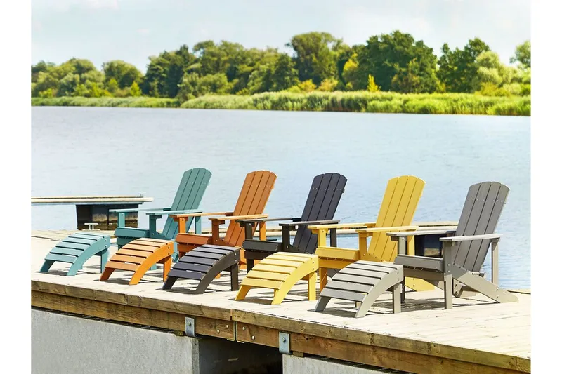 Hagestol med fotskammel turkis ADIRONDACK - Blå - Hagemøbler - Stoler & Lenestoler - Solstoler - Dekkstol