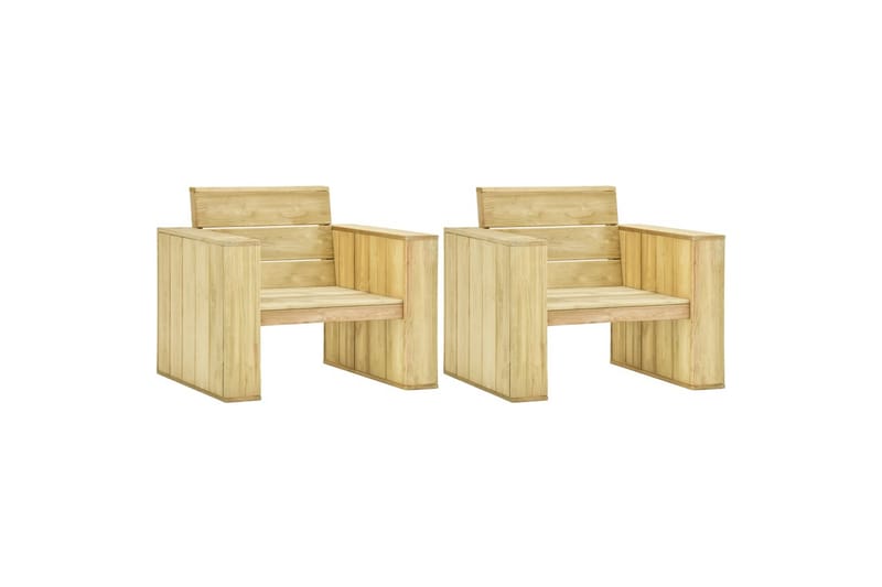 Hagestoler 2 stk 89x76x76 cm impregnert furu - Grønn - Spisestoler & hagestoler utendørs - Balkongstoler