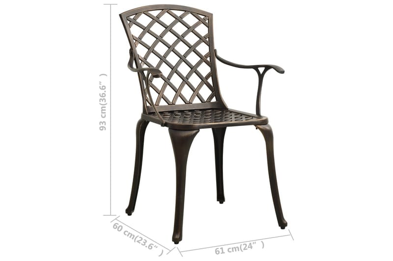 Hagestoler 2 stk støpt aluminium bronse - Brun - Spisestoler & hagestoler utendørs - Balkongstoler