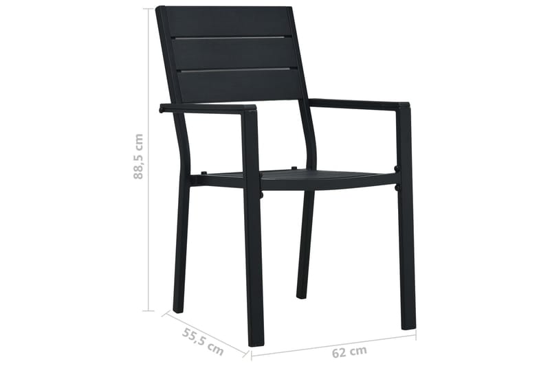 Hagestoler 2 stk svart HDPE treutseende - Spisestoler & hagestoler utendørs - Balkongstoler