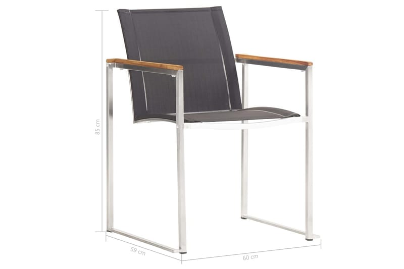 Hagestoler 2 stk textilene og rustfritt stål grå - Grå - Spisestoler & hagestoler utendørs - Balkongstoler