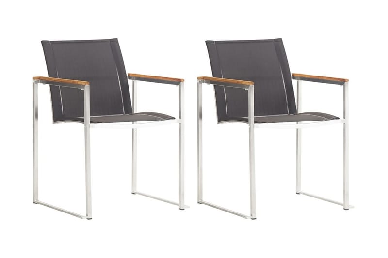 Hagestoler 2 stk textilene og rustfritt stål grå - Grå - Spisestoler & hagestoler utendørs - Balkongstoler
