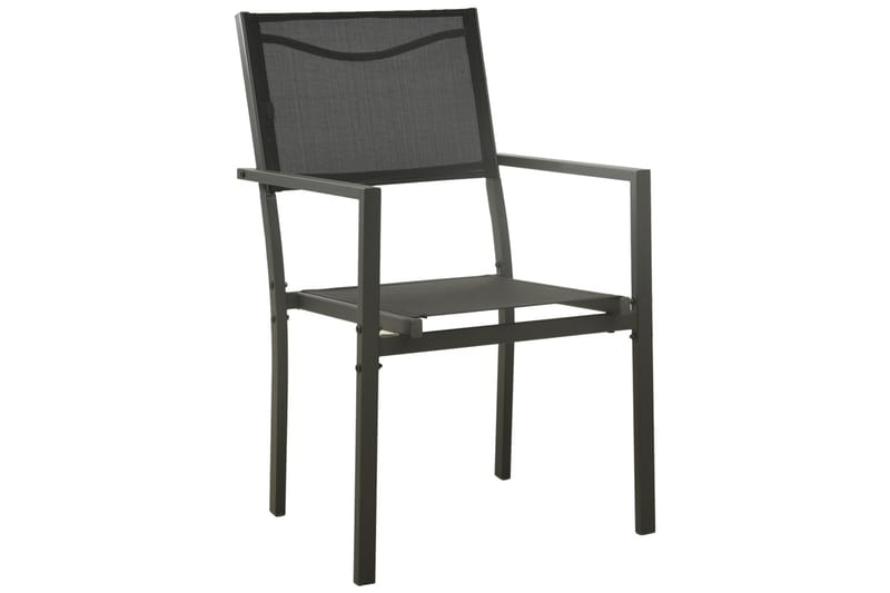 Hagestoler 2 stk textilene og stål svart og antrasitt - Svart - Spisestoler & hagestoler utendørs - Balkongstoler
