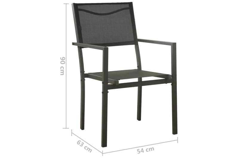 Hagestoler 2 stk textilene og stål svart og antrasitt - Svart - Spisestoler & hagestoler utendørs - Balkongstoler