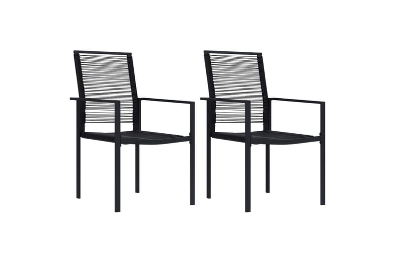 Hagestoler 2 stk PVC rotting svart - Svart - Hagemøbler - Stoler & Lenestoler - Spisestoler & hagestoler utendørs