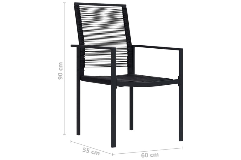 Hagestoler 2 stk PVC rotting svart - Svart - Hagemøbler - Stoler & Lenestoler - Spisestoler & hagestoler utendørs