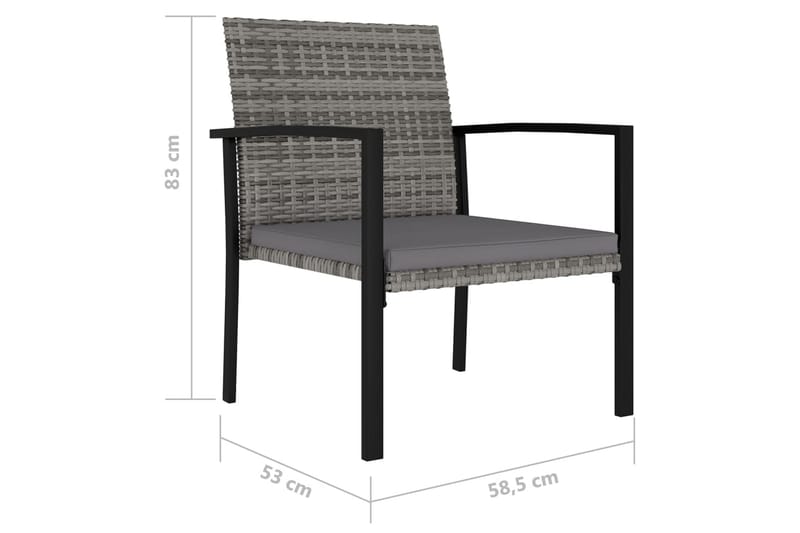 Hagestoler 2 stk polyrotting grå - Grå - Spisestoler & hagestoler utendørs - Balkongstoler