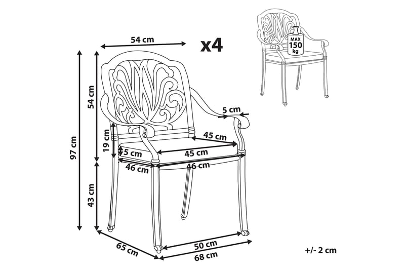 Hagestoler 4 stk svart ANCONA - Svart - Spisestoler & hagestoler utendørs - Balkongstoler