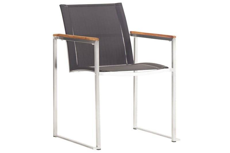 Hagestoler 4 stk textilene og rustfritt stål grå - Grå - Spisestoler & hagestoler utendørs - Balkongstoler