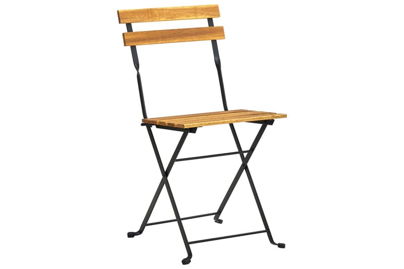 Klappstoler 2 stk stål og heltre akasie - Brun - Spisestoler & hagestoler utendørs - Balkongstoler