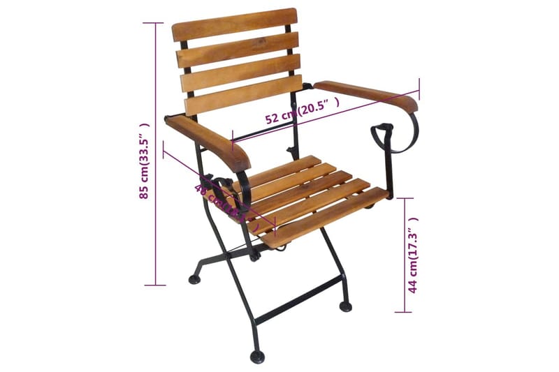 Klappstoler 4 stk stål og heltre akasie - Brun - Spisestoler & hagestoler utendørs - Balkongstoler