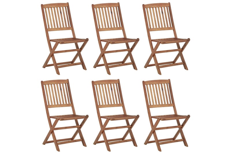 Klappstoler 6 stk heltre akasie - Brun - Spisestoler & hagestoler utendørs - Balkongstoler