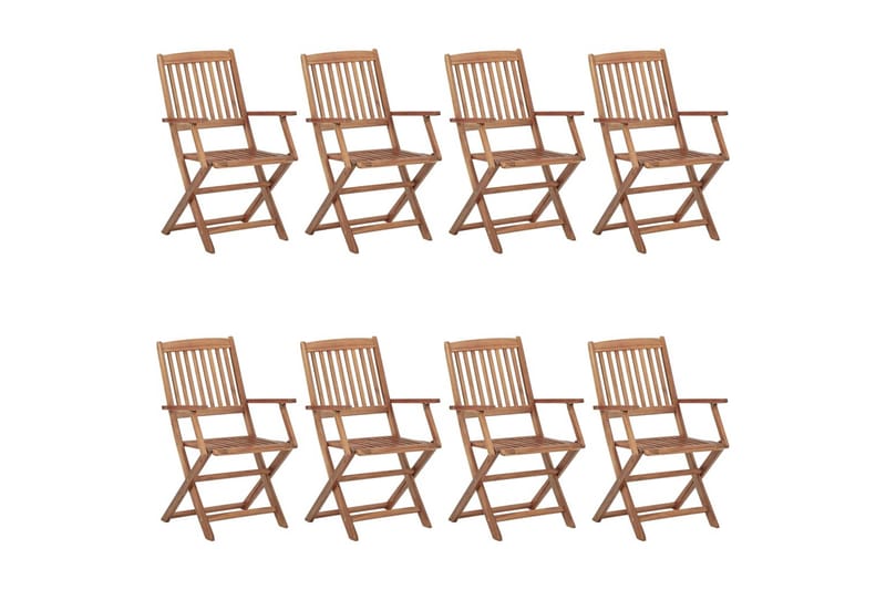 Klappstoler 8 stk heltre akasie - Brun - Spisestoler & hagestoler utendørs - Balkongstoler