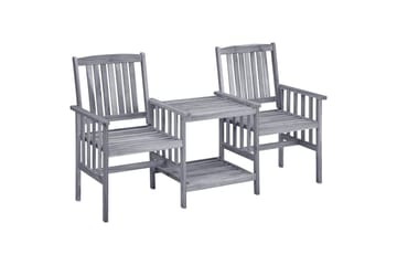Hagestoler med tebord 159x61x92 cm heltre akasie - Brun - Hagemøbler - Loungemøbler - Loungestol ute
