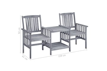 Hagestoler med tebord 159x61x92 cm heltre akasie - Brun - Hagemøbler - Loungemøbler - Loungestol ute