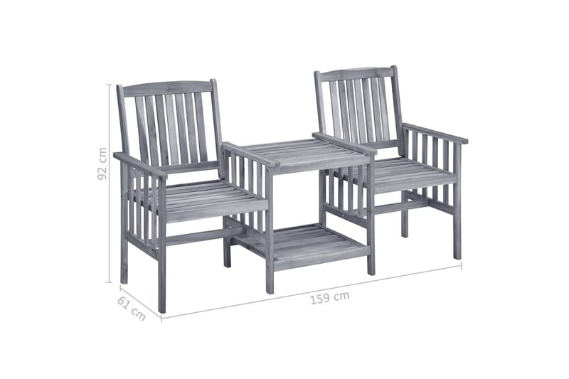 Hagestoler med tebord 159x61x92 cm heltre akasie - Brun - Hagemøbler - Loungemøbler - Loungestol ute
