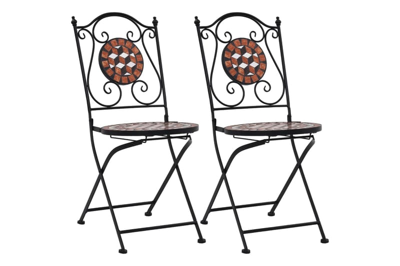 Mosaikkbistrostoler 2 stk brun keramikk - Brun - Spisestoler & hagestoler utendørs - Balkongstoler