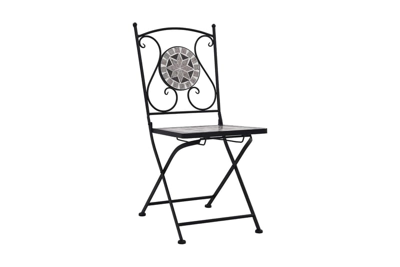 Mosaikkbistrostoler 2 stk grå - Grå - Spisestoler & hagestoler utendørs - Balkongstoler