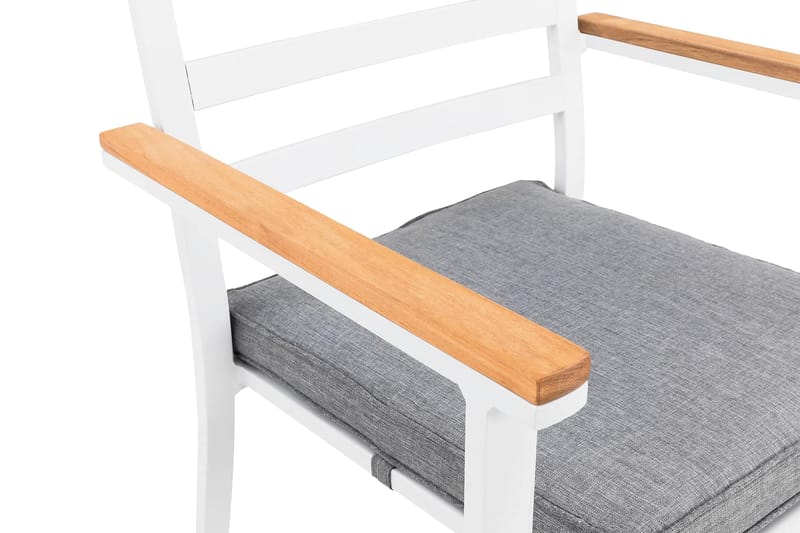 Oliver Lenestol Utendørs med Pute - Hvit/Teak - Hagemøbler - Stoler & Lenestoler - Spisestoler & hagestoler utendørs