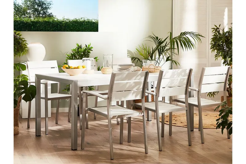 Purujosa Hagestol 6-pk - Hvit - Hagemøbler - Stoler & Lenestoler - Spisestoler & hagestoler utendørs