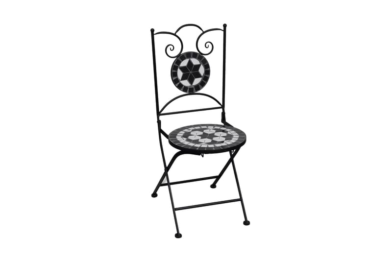 Sammenleggbare bistrostoler 2 stk keramikk svart og hvit - Svart/Hvit - Spisestoler & hagestoler utendørs - Balkongstoler