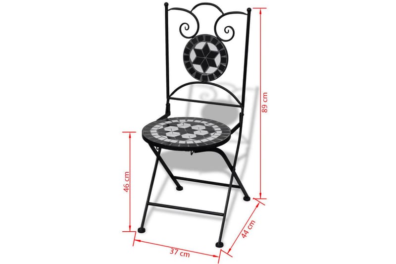 Sammenleggbare bistrostoler 2 stk keramikk svart og hvit - Svart/Hvit - Spisestoler & hagestoler utendørs - Balkongstoler