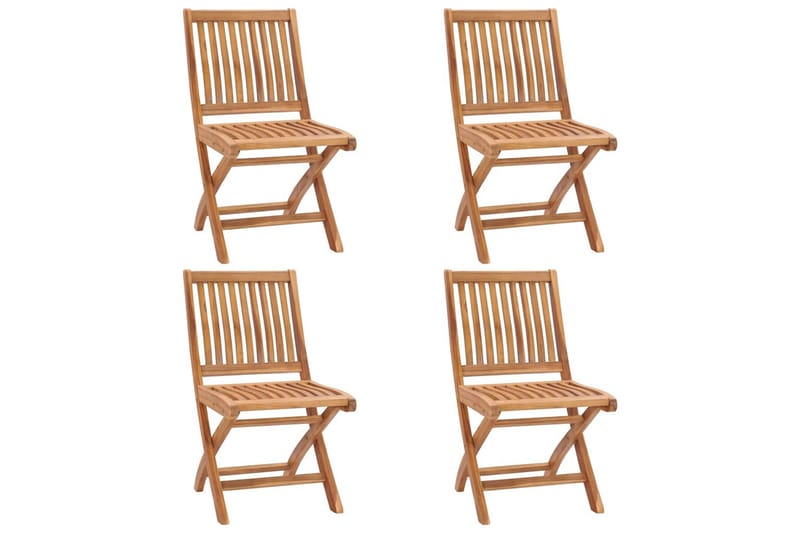 Sammenleggbare hagestoler 4 stk heltre teak - Brun - Hagemøbler - Stoler & Lenestoler - Spisestoler & hagestoler utendørs