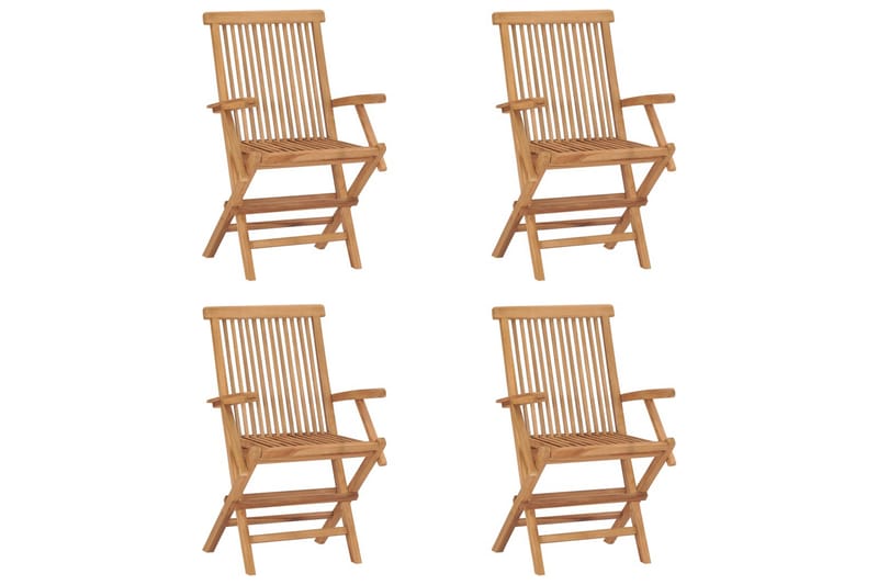 Sammenleggbare hagestoler 4 stk heltre teak - Brun - Hagemøbler - Stoler & Lenestoler - Spisestoler & hagestoler utendørs