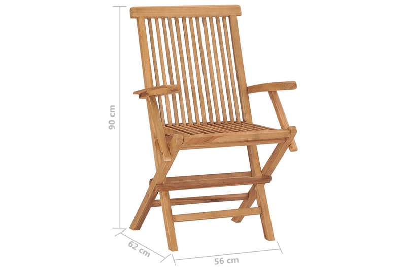 Sammenleggbare hagestoler 4 stk heltre teak - Brun - Hagemøbler - Stoler & Lenestoler - Spisestoler & hagestoler utendørs