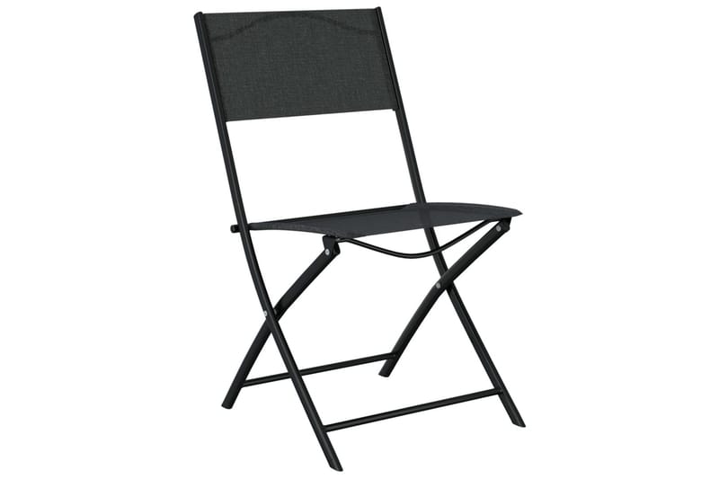 Sammenleggbare utestoler 2 stk svart stål og textilene - Svart - Spisestoler & hagestoler utendørs - Balkongstoler