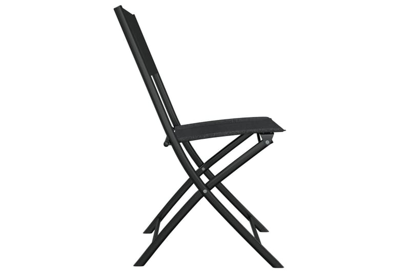 Sammenleggbare utestoler 4 stk svart stål og textilene - Svart - Spisestoler & hagestoler utendørs - Balkongstoler