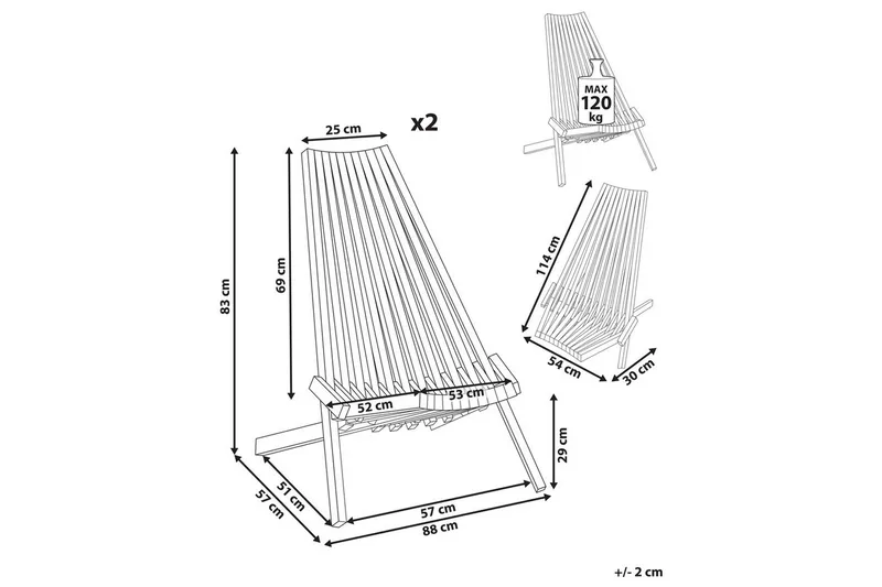Hagestoler sett med 2 Bellano - Hagemøbler - Stoler & Lenestoler - Utelenestoler